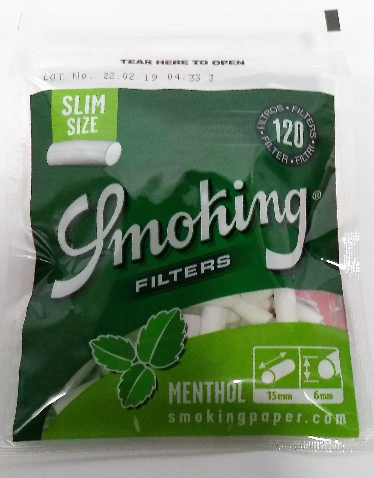 Filtro Smoking Slim Mentolado