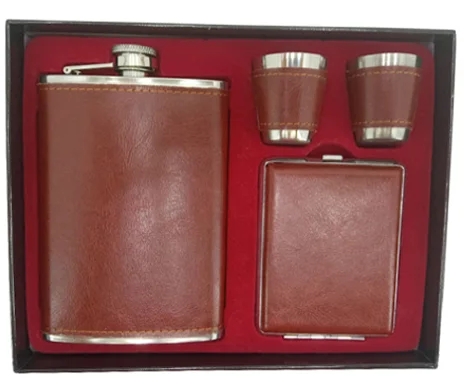 kit frasco de bebida com Cigarreira Marrom