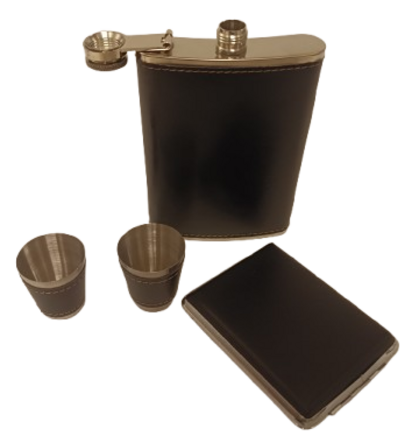kit frasco de bebida com Cigarreira Preta