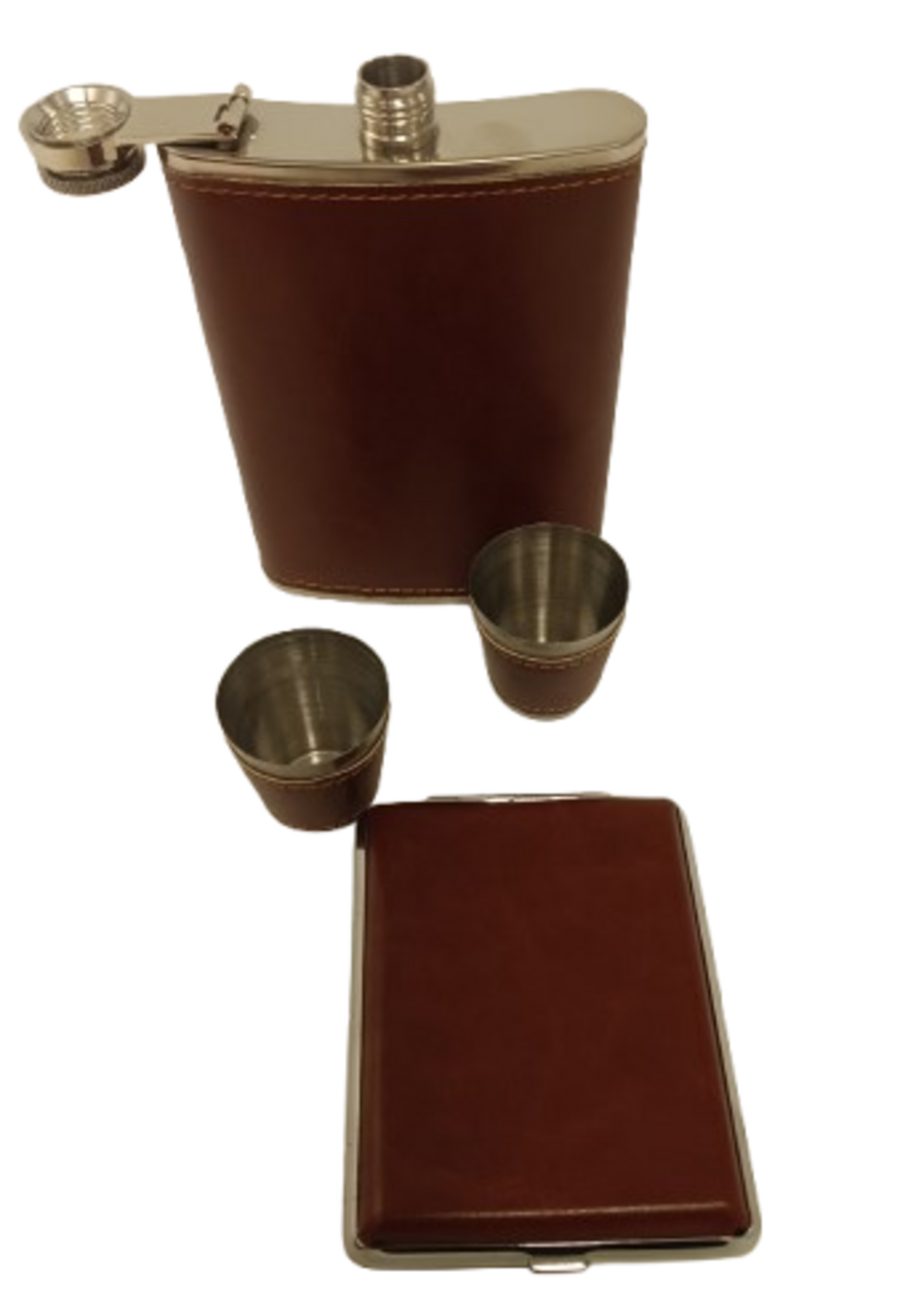 kit frasco de bebida com Cigarreira Marrom