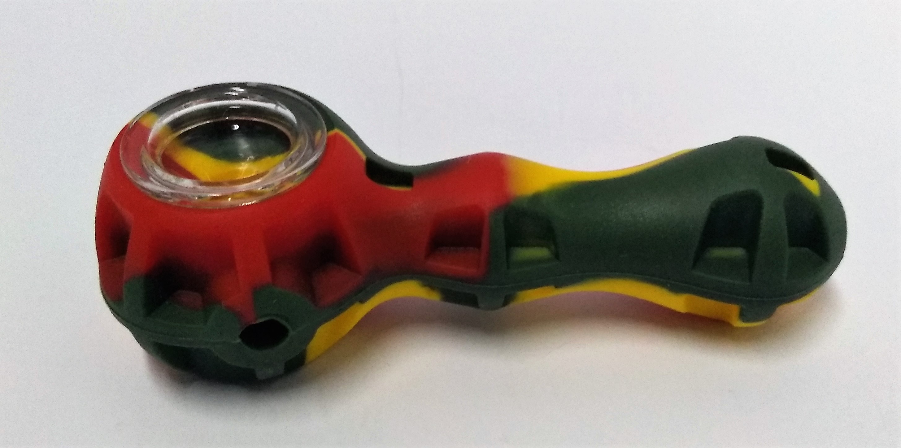 Pipe de Silicone vermelho e verde com Vidro - duplicado