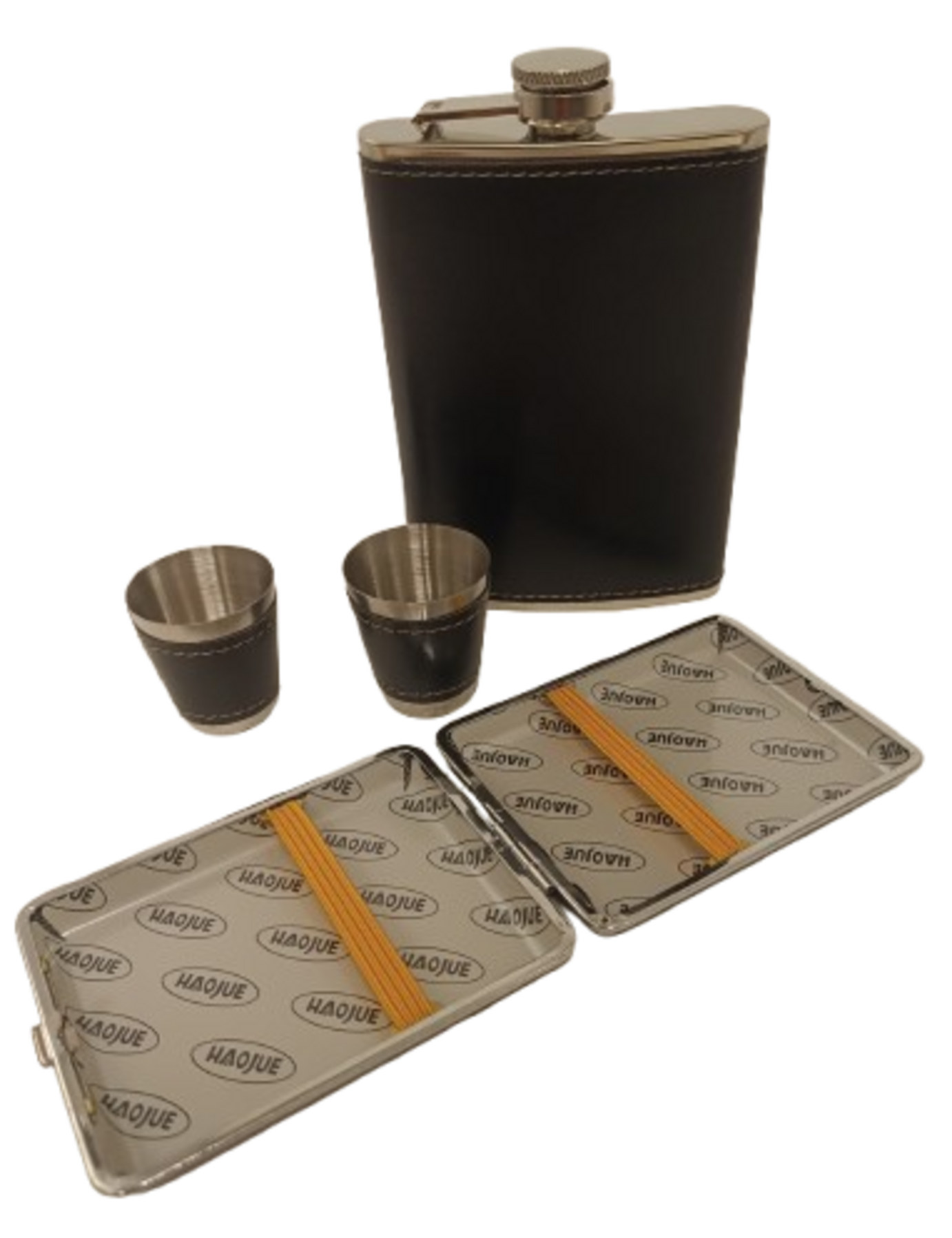 kit frasco de bebida com Cigarreira Preta